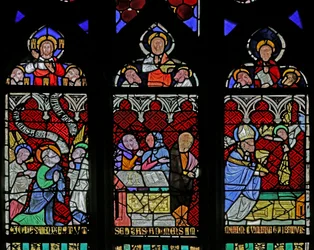 聖ヨハネがイエスの呼びかけを聞いているところを描いた窓